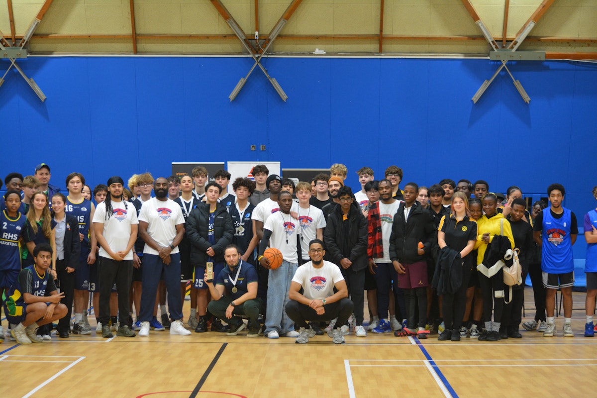 Players and coaches participating in the Sport Sense High School Basketball League